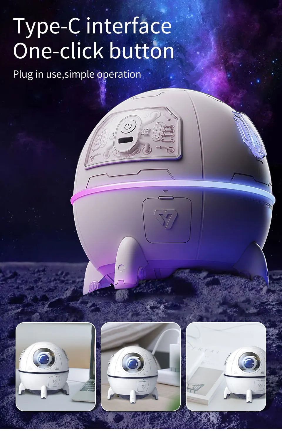 Space Capsule LED Night Light & Humidifier