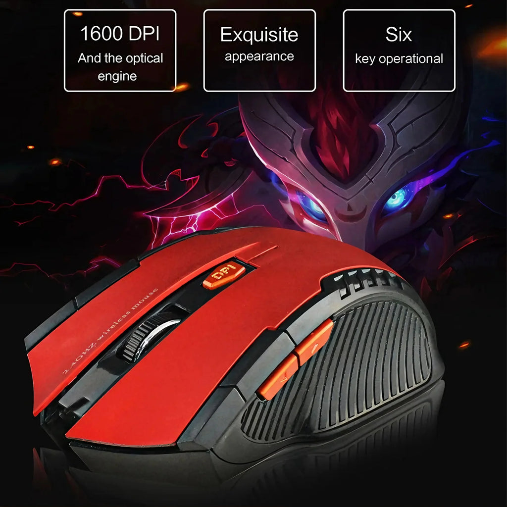 Portable 2.4G Wireless Mouse with USB Receiver 6 Buttons Adjustable DPI Gaming Mouse for PC Laptop Accessories