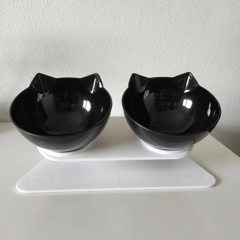 Non-Slip Double Pet Bowl with Stand – Cat & Dog Feeder