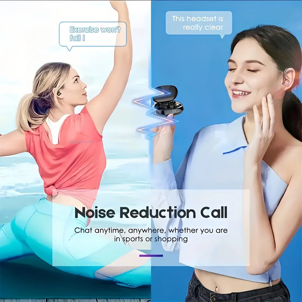 True Wireless Earbuds LED Display Sports Ear Clip with Mic
