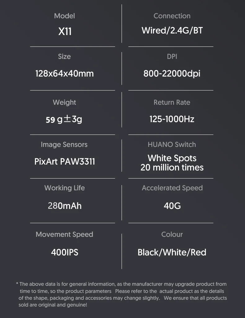 ATTACK SHARK X11 Wireless Gaming Mouse 22000 DPI 3-Mode