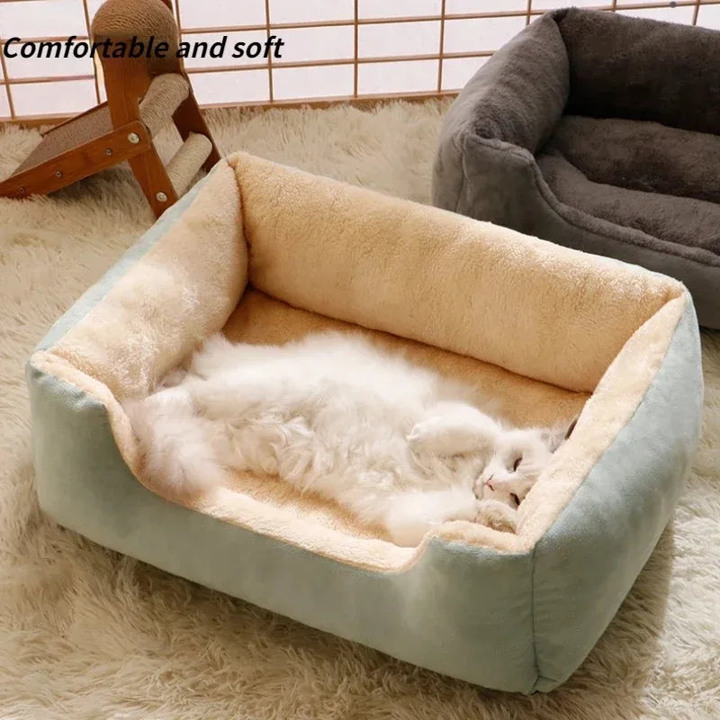 Cozy Cat & Dog Cushion Bed – Warm Winter Basket House