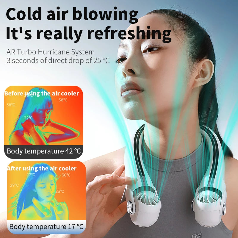 Rotor Bladeless Neck Fan – USB Rechargeable Turbo Cooling Fan