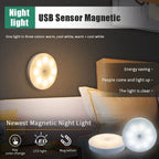 Smart Motion Sensor LED Night Light – USB Rechargeable Bedside Lamp