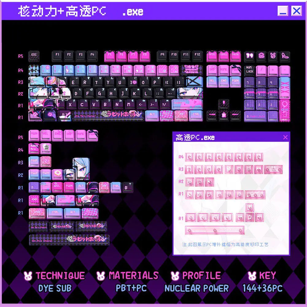 Rabbit Hole Anime PBT Keycaps