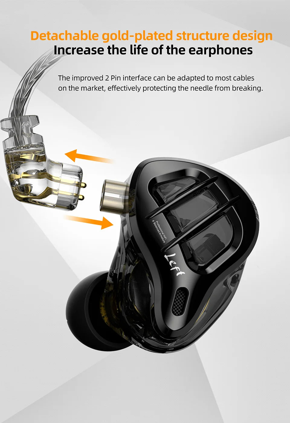KZ ZAR 8-Driver Audiophile Earphones 1 Dynamic+7BA HiFi Soundstage Gaming/Monitor Headphones