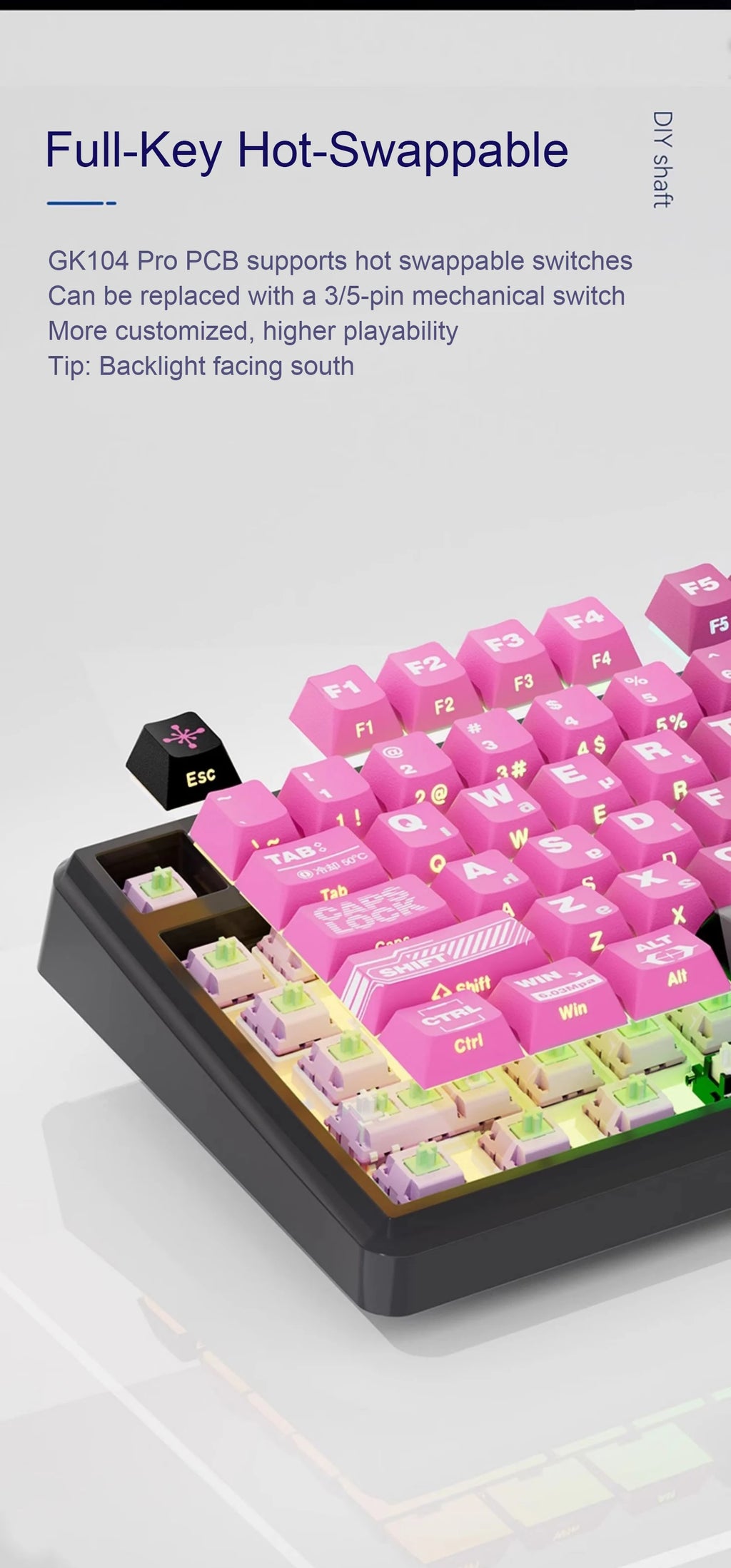 SKYLOONG GK104 Pro Mechanical Keyboard Wireless Gaming Keyboard Full-Size RGB PBT Keycap Hot-swap Silent Switch PC Accessories