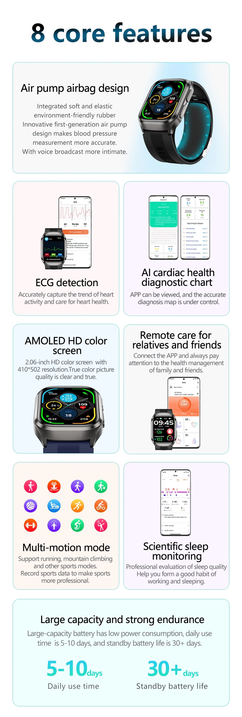 Air Pump Blood Pressure Smart Watch