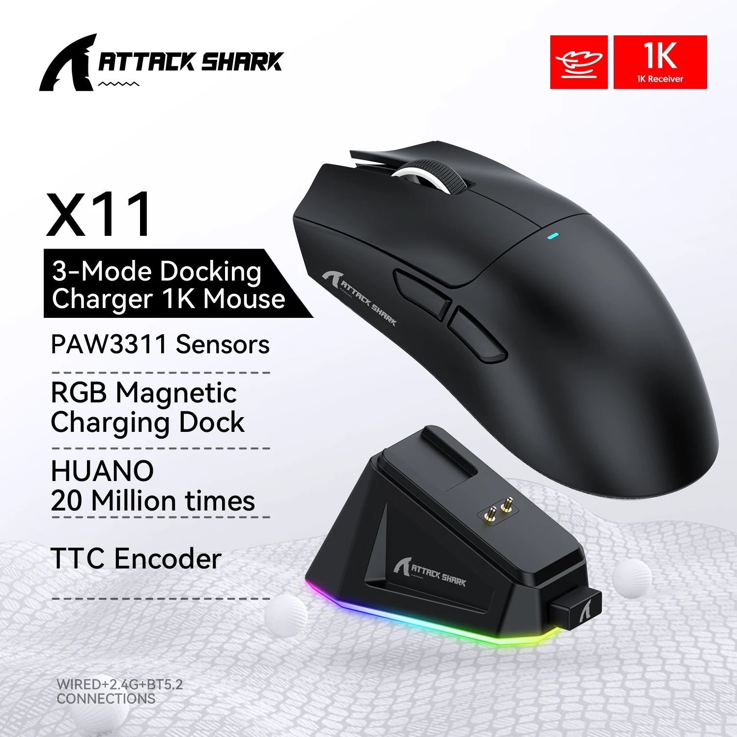 ATTACK SHARK X11 Wireless Gaming Mouse 22000 DPI 3-Mode