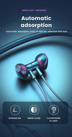 Wireless Neckband Earphones Bluetooth 5.3 LED Waterproof Magnetic