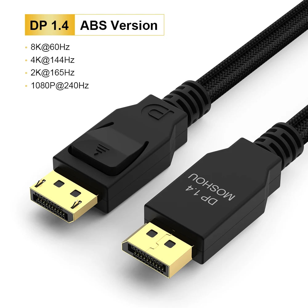 MOSHOU DisplayPort 2.1 Cable 80Gbps 16K G-Sync HDR10