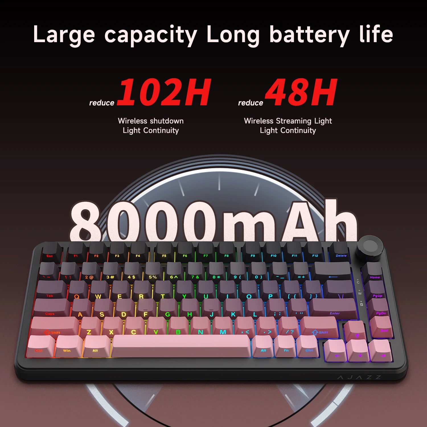 AJAZZ AK820 MAX/MAX Plus Gaming Keyboard Tri Mode 8000mAh Gasket TFT Screen Hot Plug Mechanical Keyboard Customized PC Accessory