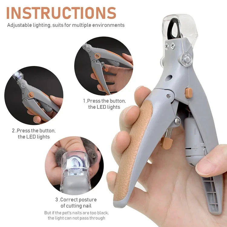 Pet Nail Clipper with LED Light – Cat, Dog & Rabbit