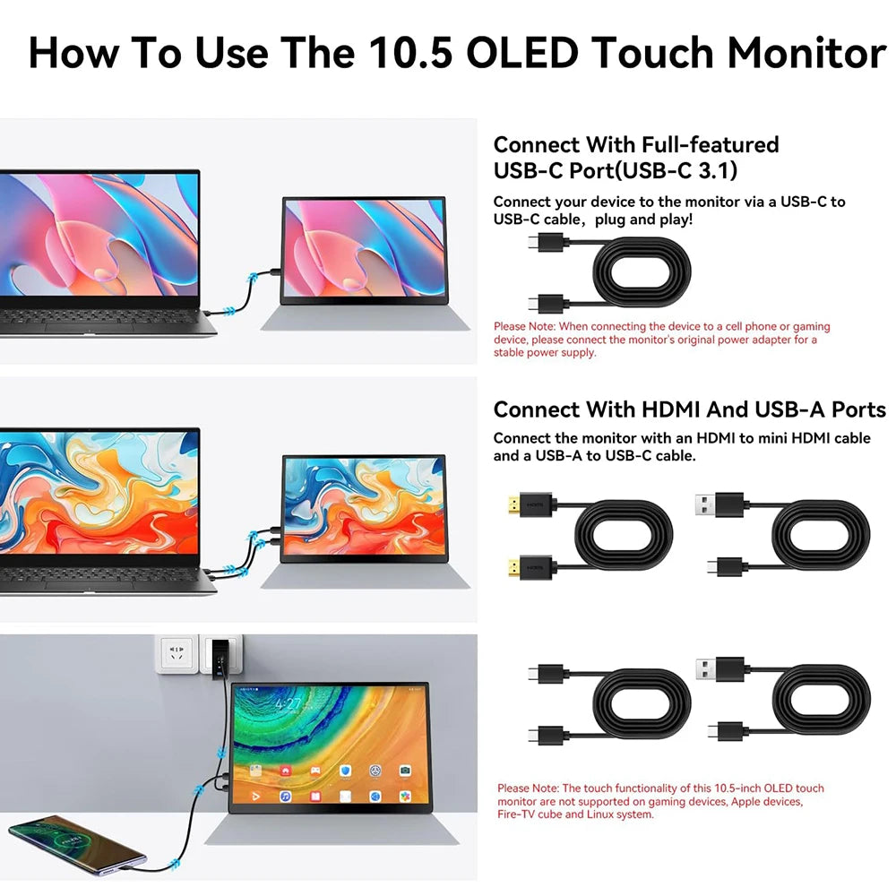 OLED 2.5K 10.5" Portable Touchscreen Monitor