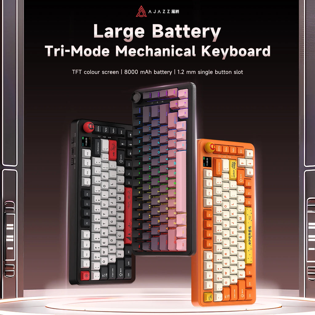 AJAZZ AK820 MAX/MAX Plus Gaming Keyboard Tri Mode 8000mAh Gasket TFT Screen Hot Plug Mechanical Keyboard Customized PC Accessory