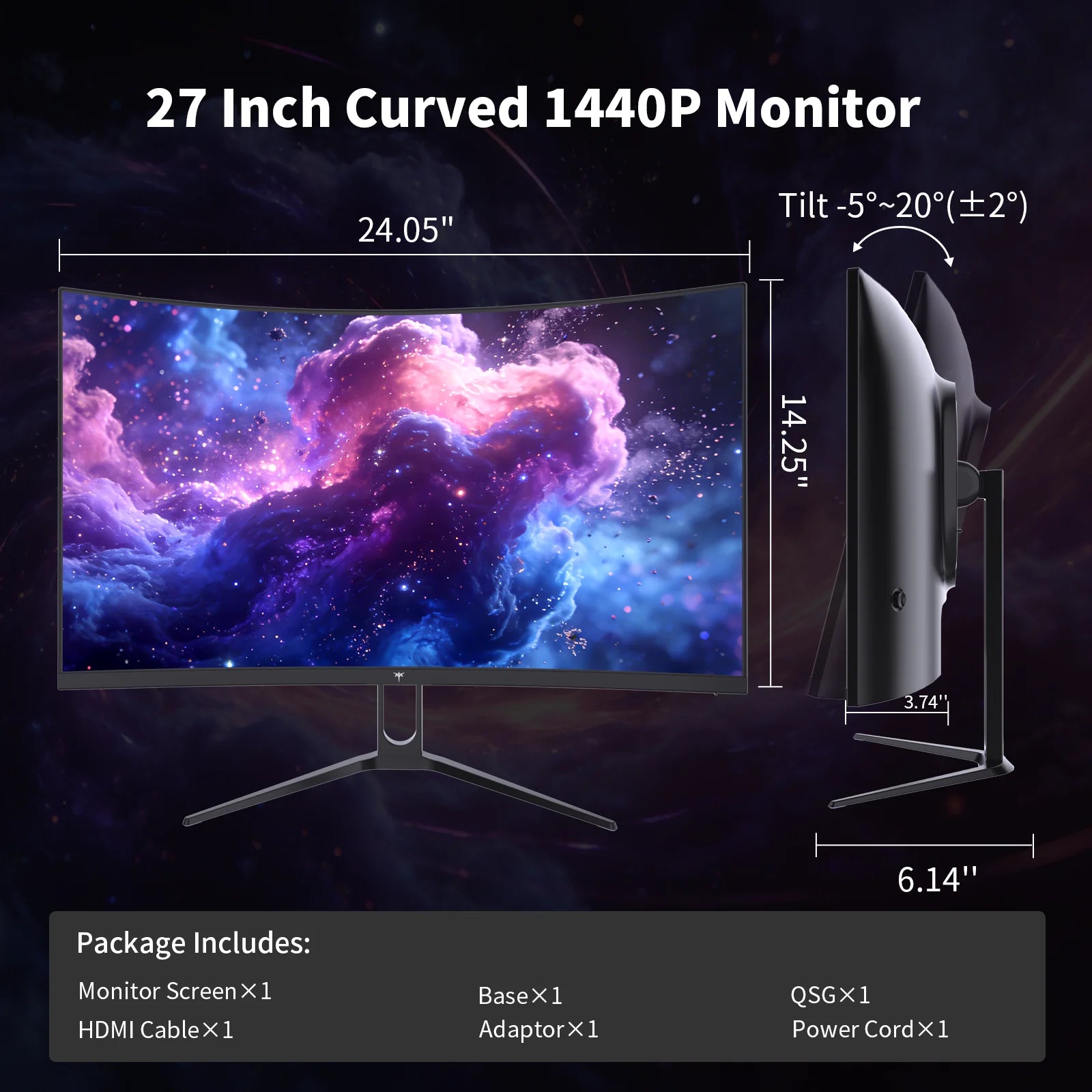 KTC H27S5C 27" Curved QHD 144Hz Gaming Monitor
