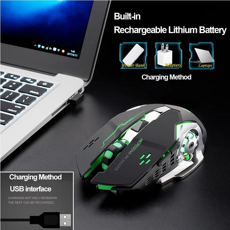 Free Wolf X8 Wireless Mouse Charging Gaming Mouse Mute Backlit Mechanical Ergonomic Optical Computer Accessories for Pc Laptop