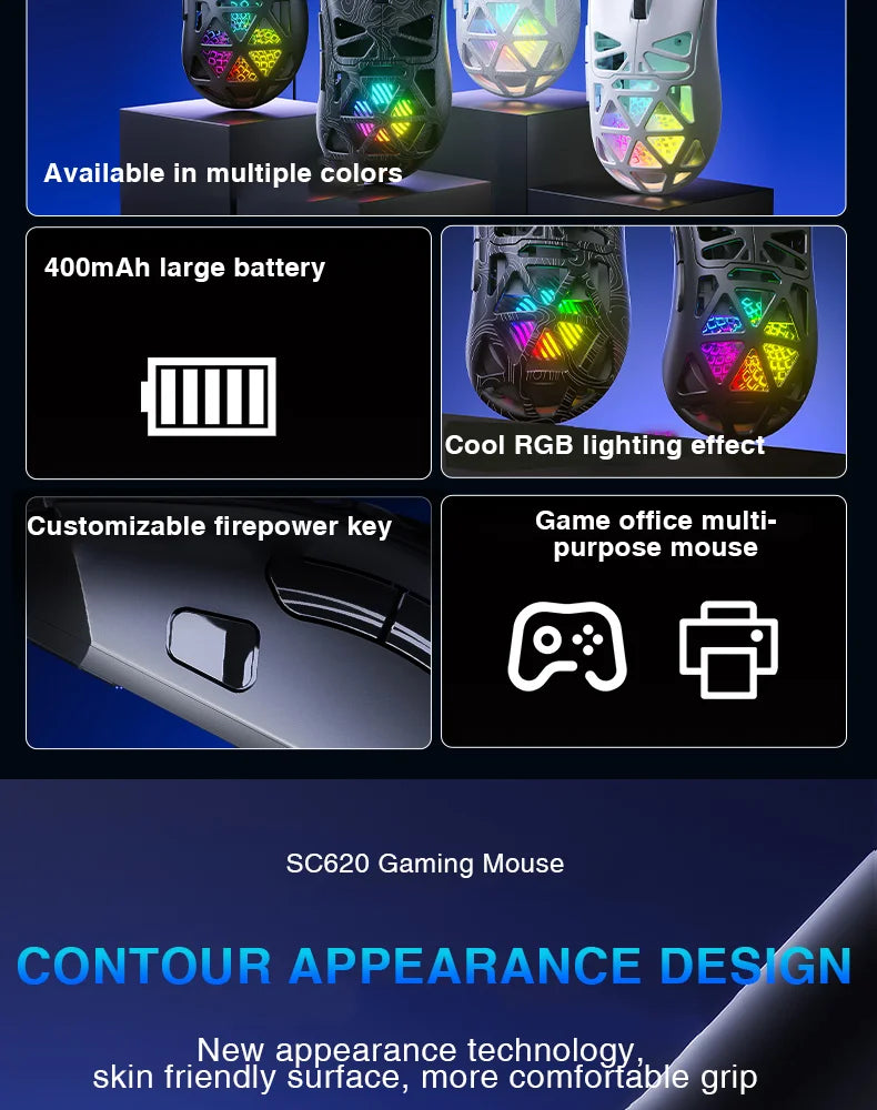 AULA SC620 Wireless Gaming Mouse 12000 DPI RGB