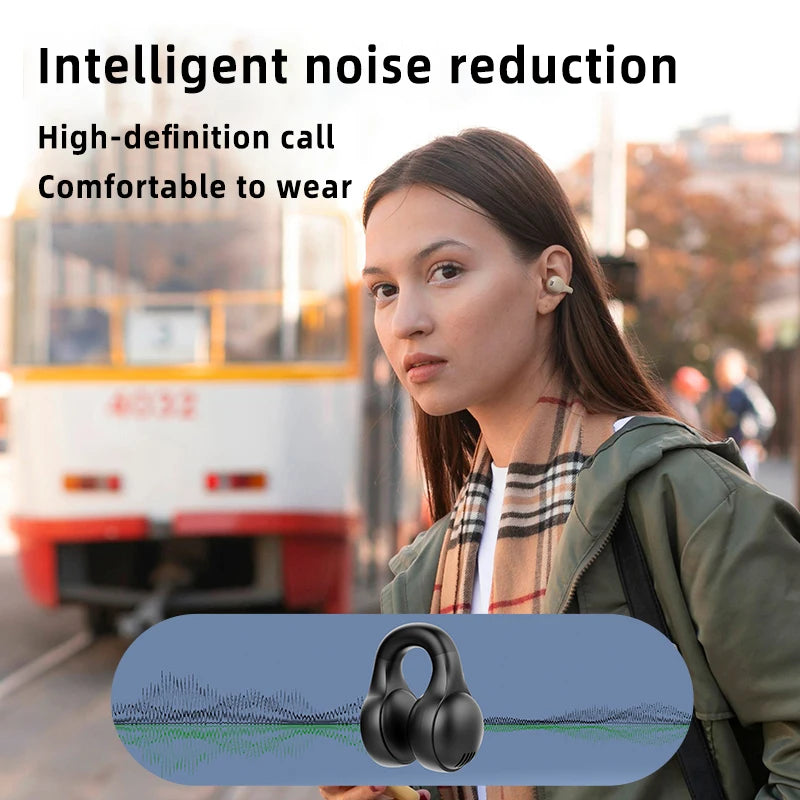 Wireless Clip Ear Headphones Noise Cancelling Sports Gaming