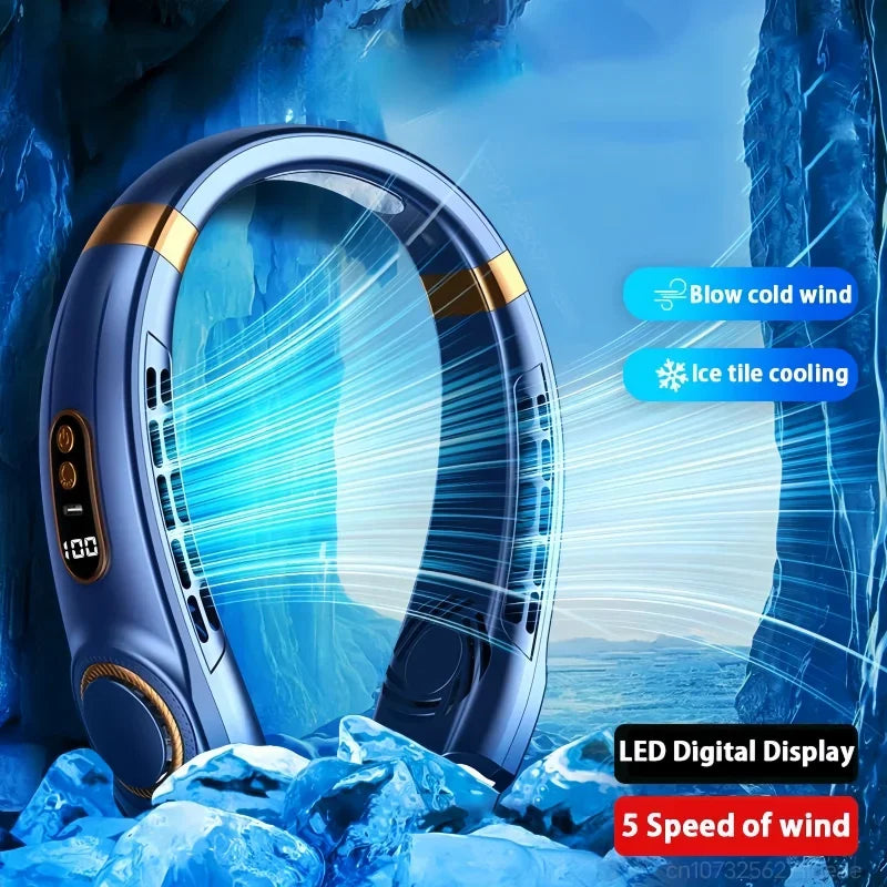 JKUOO Bladeless Neck Fan – 4000mAh 5-Speed LED