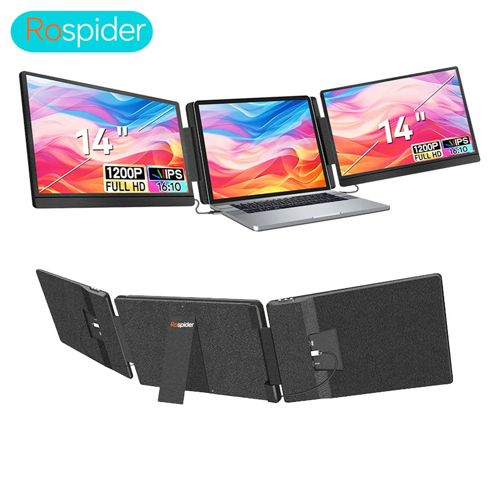 14" FHD IPS Dual Portable Monitor Screen Extender