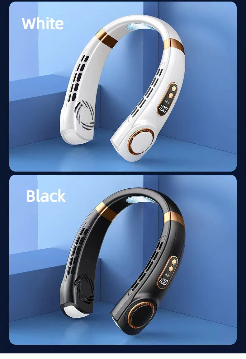 JKUOO Bladeless Neck Fan – 4000mAh 5-Speed LED