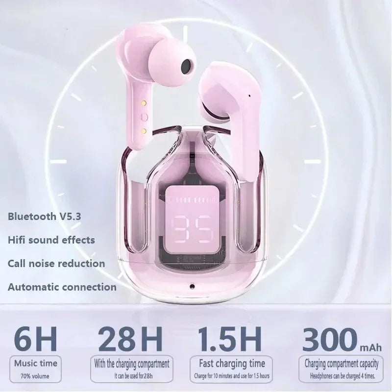 TWS Earphones Noise Cancelling HiFi Transparent Charging Case
