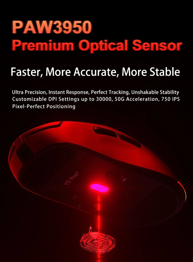 Aula V9 Pro Ultra Wireless E-sports Gaming Mouse Double 8k 3mode PAW 3950 8k Custom PC Accessory 55g Lightweight Ergonomic Mouse