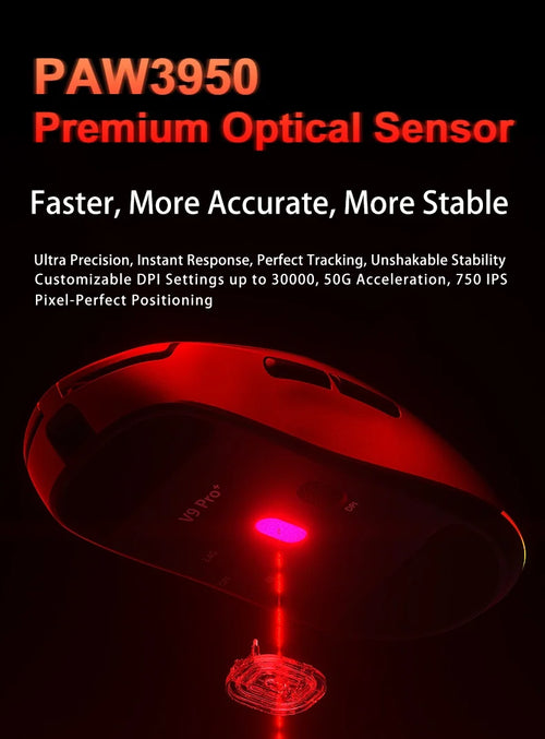 Aula V9 Pro Ultra Wireless E-sports Gaming Mouse Double 8k 3mode PAW 3950 8k Custom PC Accessory 55g Lightweight Ergonomic Mouse