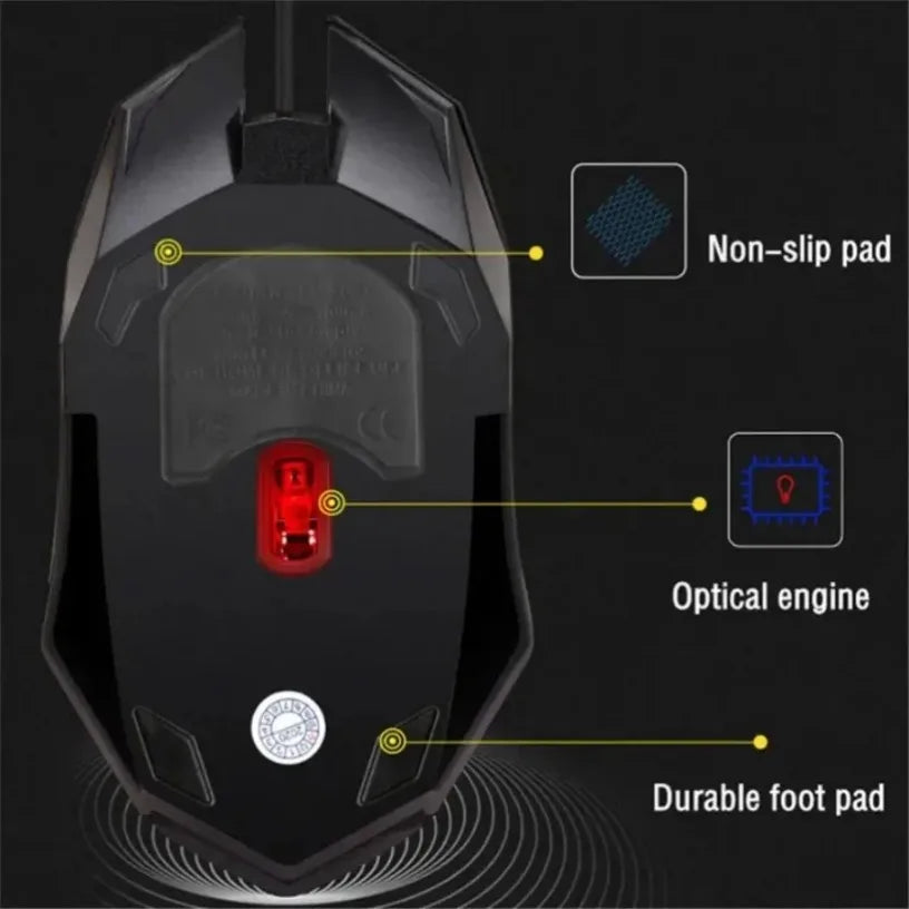 USB RGB Wired Gaming Mouse 1600 DPI Ergonomic Backlit