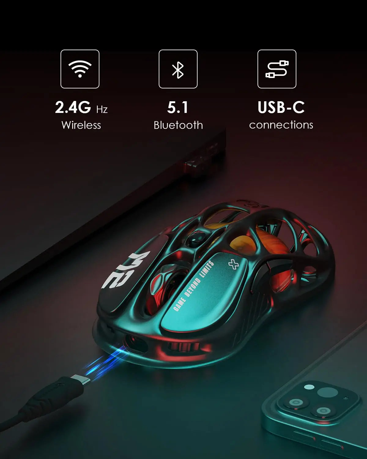 GravaStar Mercury M2 Wireless Gaming Mouse – 26000 DPI
