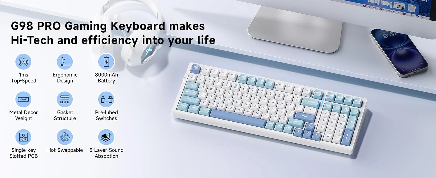MCHOSE G98 V2 Tri-Mode Wireless Mechanical Gaming Keyboard