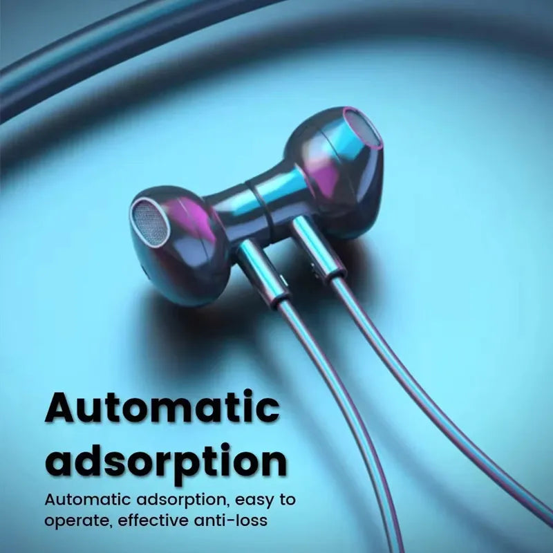 Wireless Neckband Earphones Bluetooth 5.3 LED Waterproof Magnetic