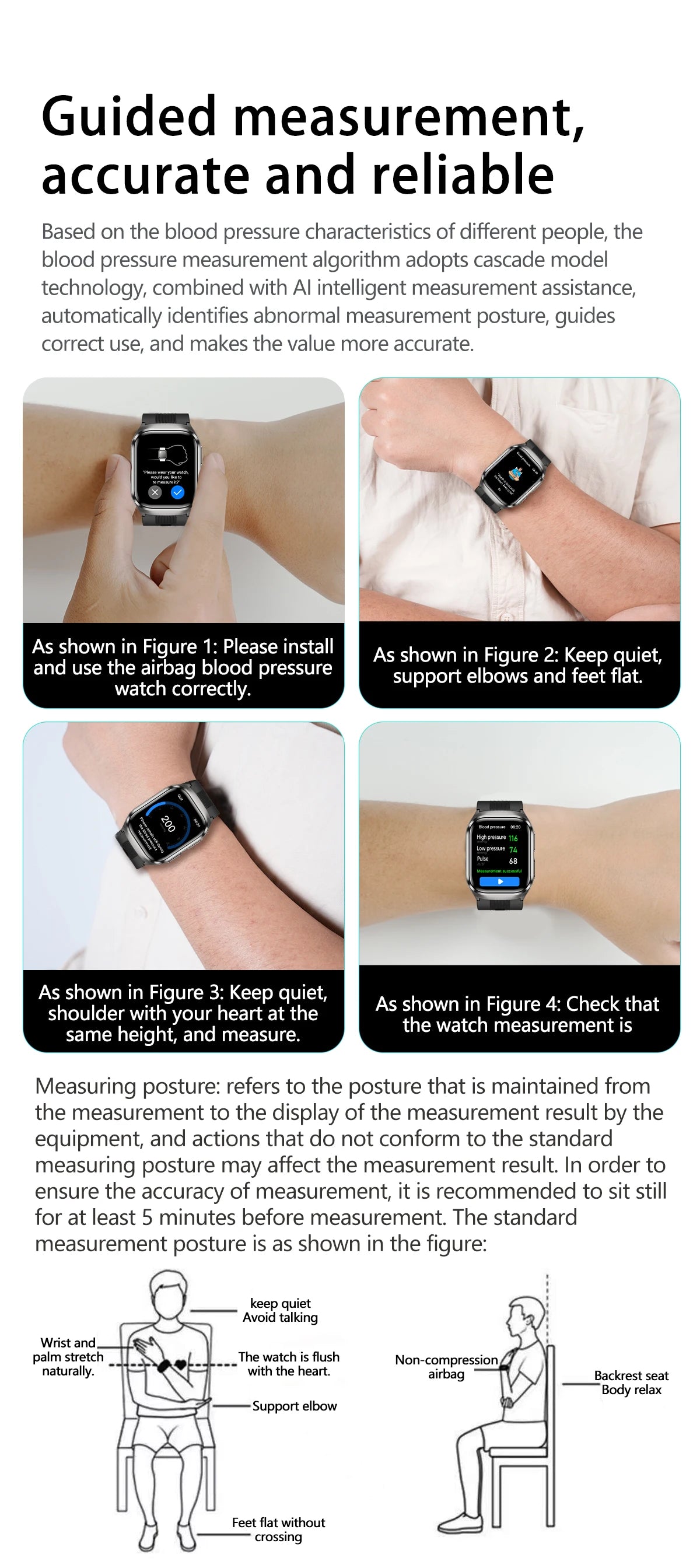 Air Pump Blood Pressure Smart Watch