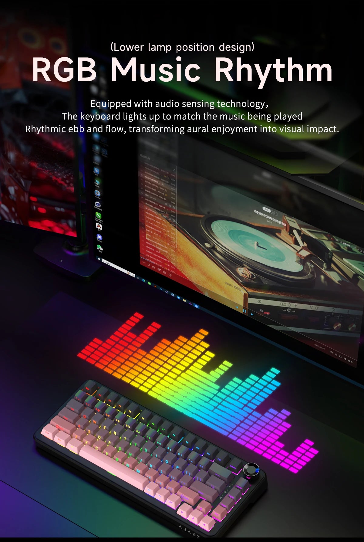 AJAZZ AK820 MAX/MAX Plus Gaming Keyboard Tri Mode 8000mAh Gasket TFT Screen Hot Plug Mechanical Keyboard Customized PC Accessory