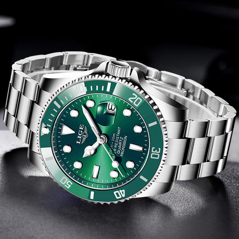 LIGE 10045 Men's Diver Sports Quartz Watch