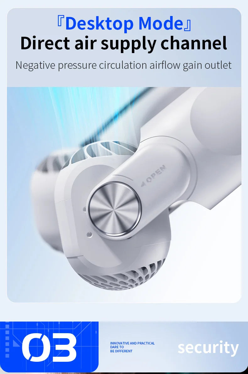 Rotor Bladeless Neck Fan – USB Rechargeable Turbo Cooling Fan