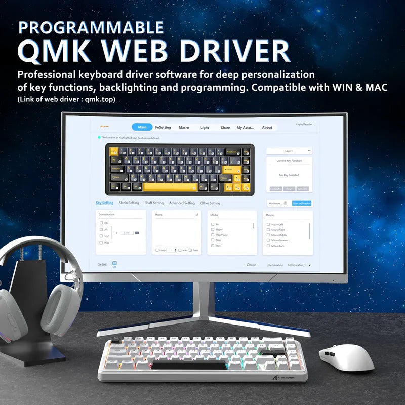 ATTACK SHARK X65 HE 65% Gaming Keyboard 8000Hz RGB