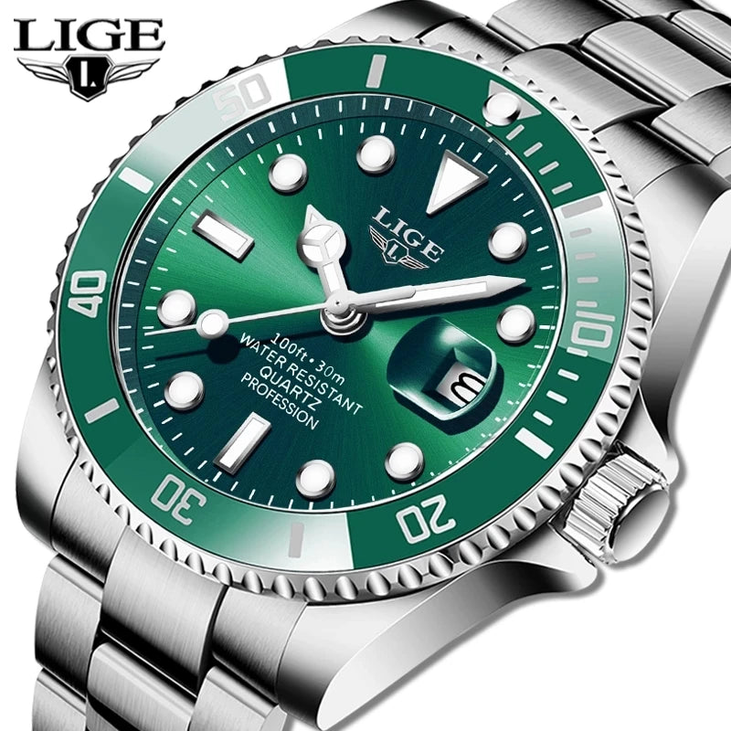 LIGE 10045 Men's Diver Sports Quartz Watch