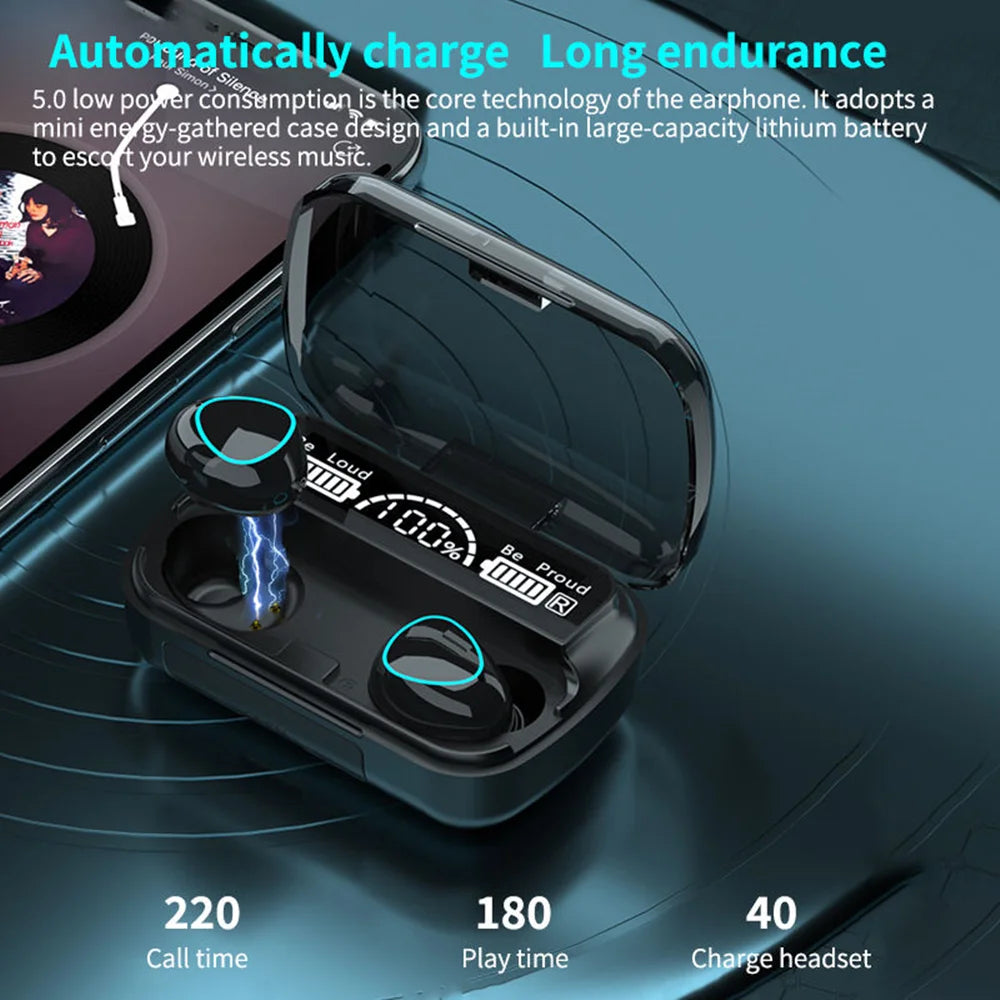 M10 Wireless Earbuds with Power Bank HiFi Sports Gaming