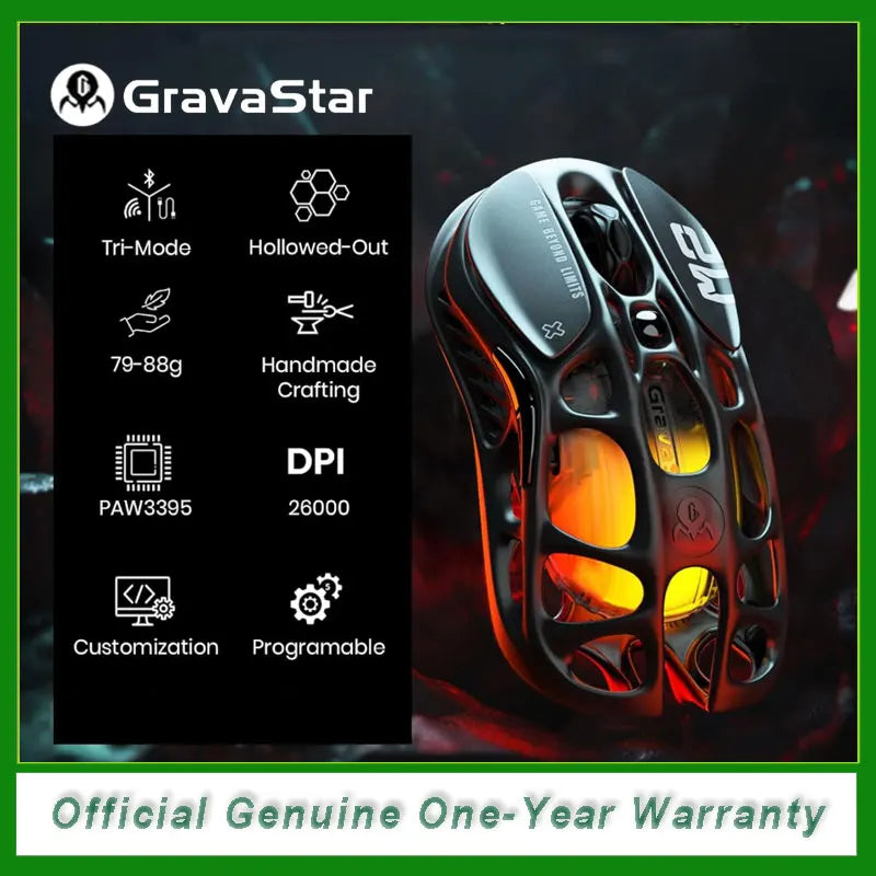 GravaStar Mercury M2 Wireless Gaming Mouse – 26000 DPI