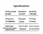 KZ ZAR 8-Driver Audiophile Earphones 1 Dynamic+7BA HiFi Soundstage Gaming/Monitor Headphones