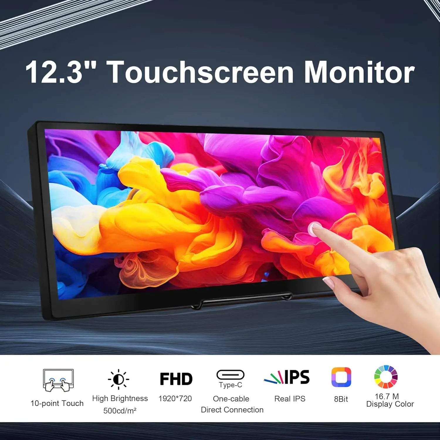 Wisecoco 12.3" IPS Touch Portable Monitor 1920x720
