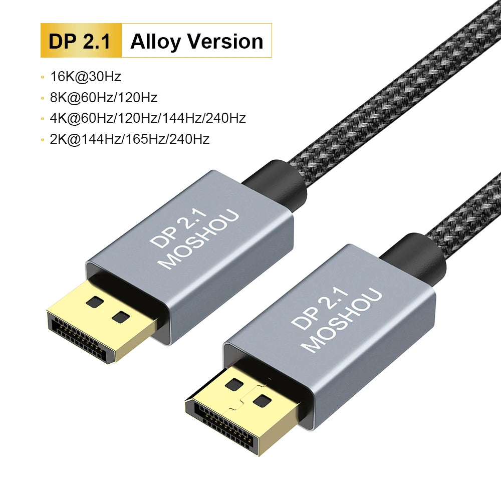 MOSHOU DisplayPort 2.1 Cable 80Gbps 16K G-Sync HDR10