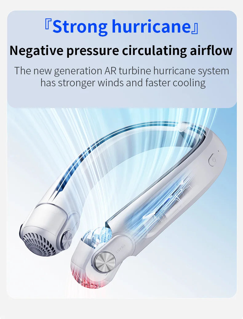 Rotor Bladeless Neck Fan – USB Rechargeable Turbo Cooling Fan