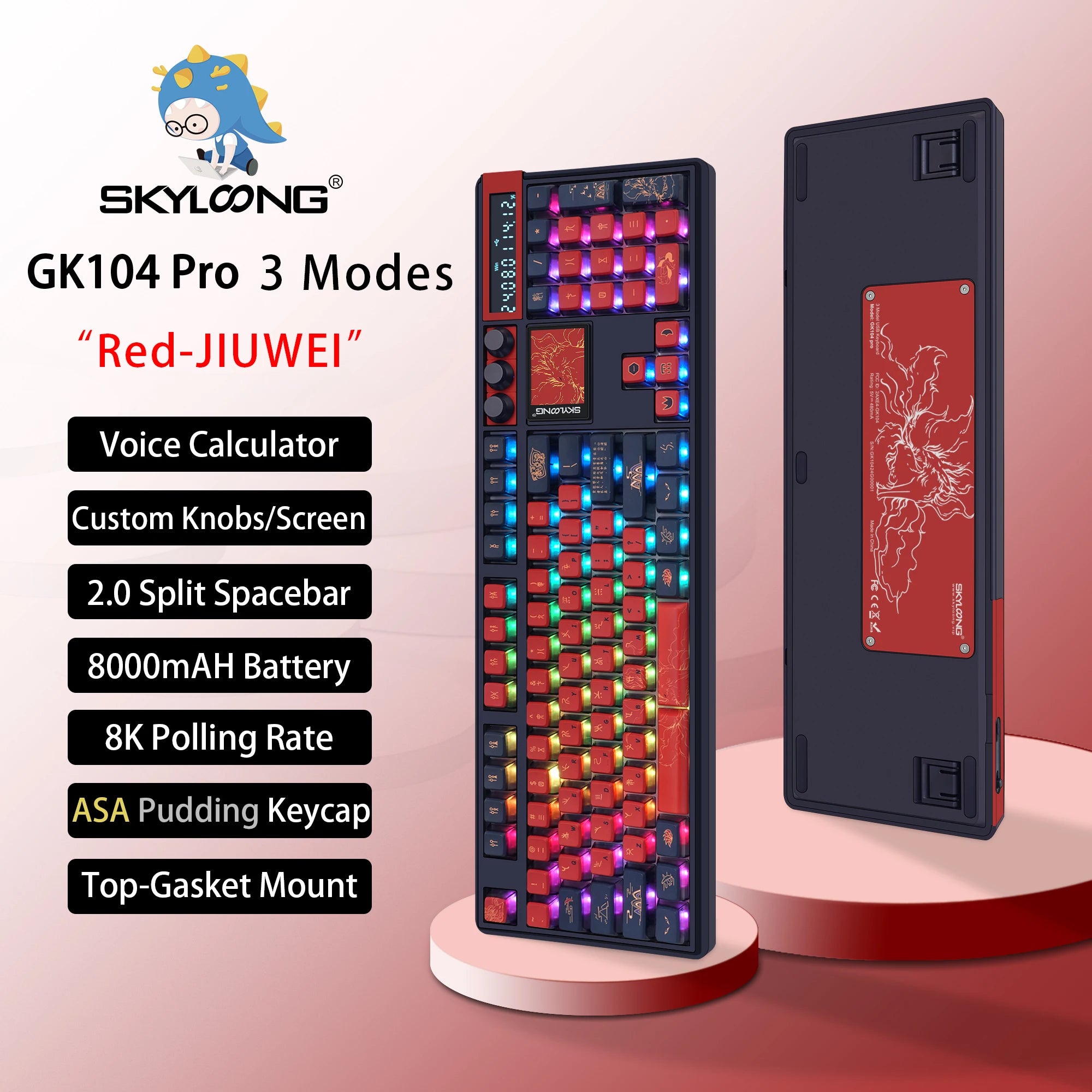 SKYLOONG GK104 Pro Mechanical Keyboard Wireless Gaming Keyboard Full-Size RGB PBT Keycap Hot-swap Silent Switch PC Accessories