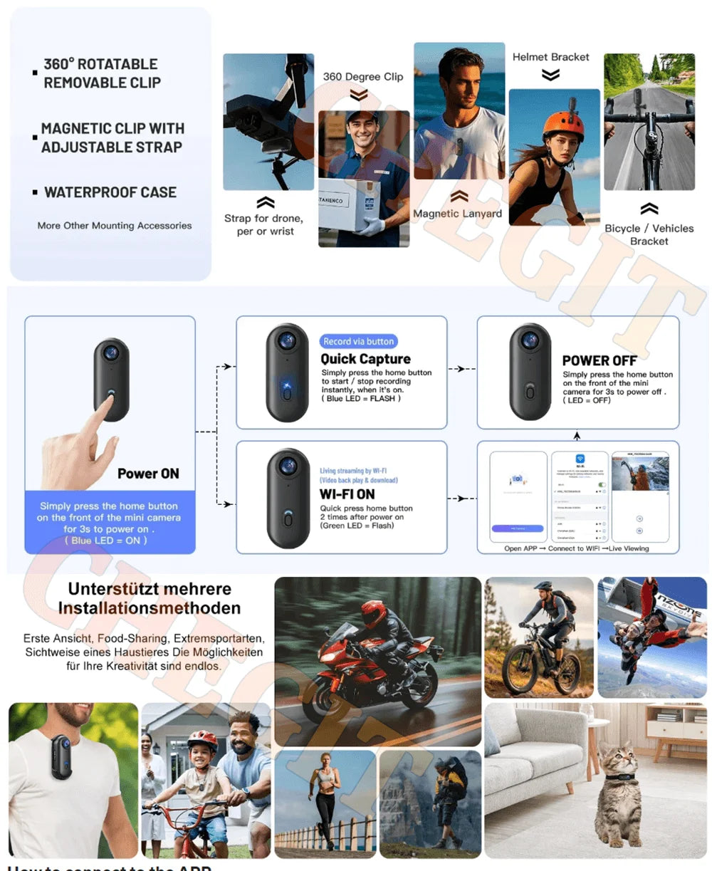 4K Mini WiFi Action Camera – Motorcycle, Bicycle & Body Cam