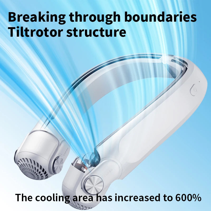Rotor Bladeless Neck Fan – USB Rechargeable Turbo Cooling Fan