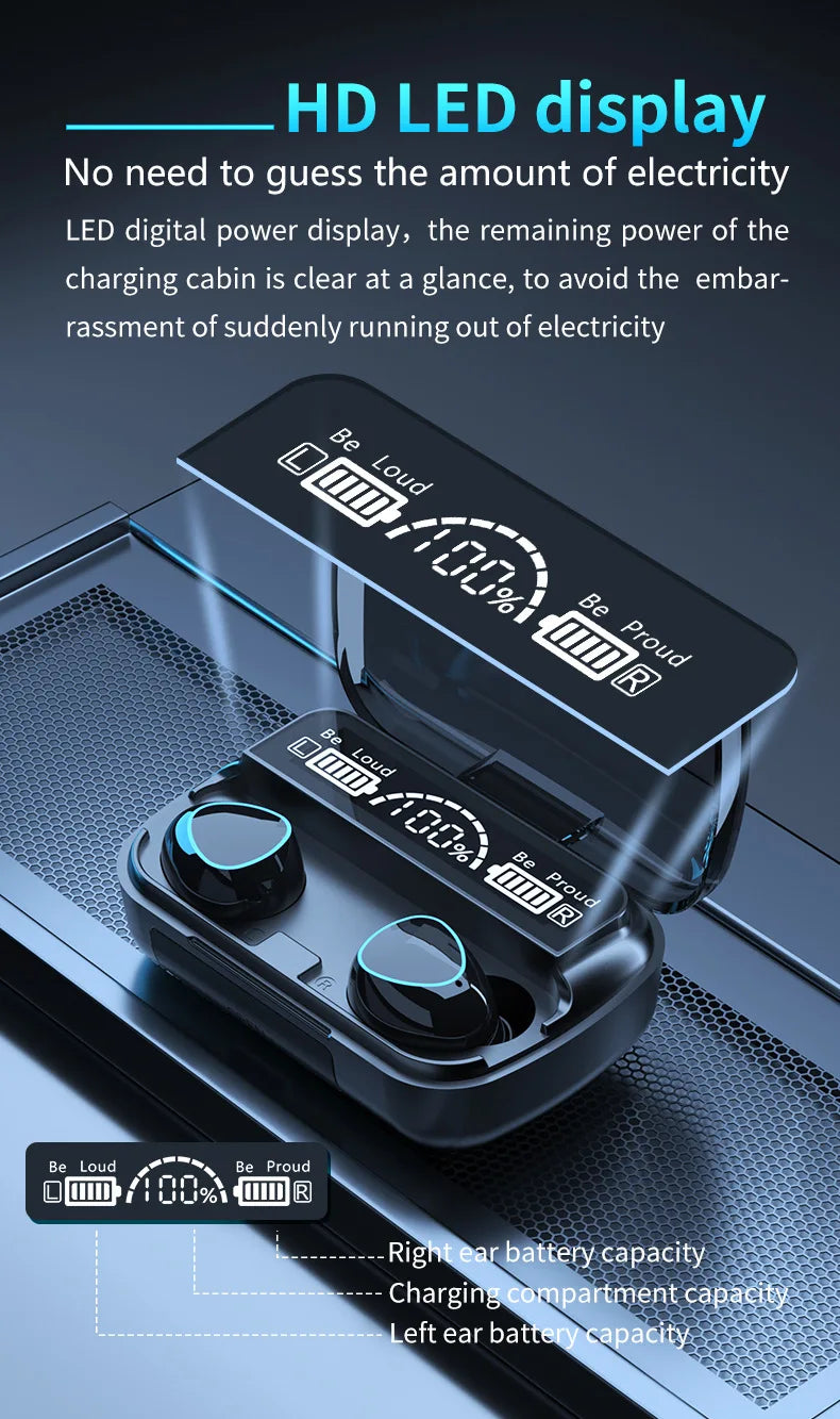 M10 Wireless Earbuds with Power Bank HiFi Sports Gaming