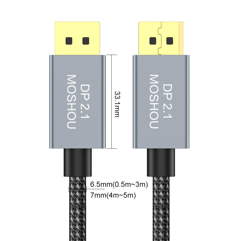 MOSHOU DisplayPort 2.1 Cable 80Gbps 16K G-Sync HDR10